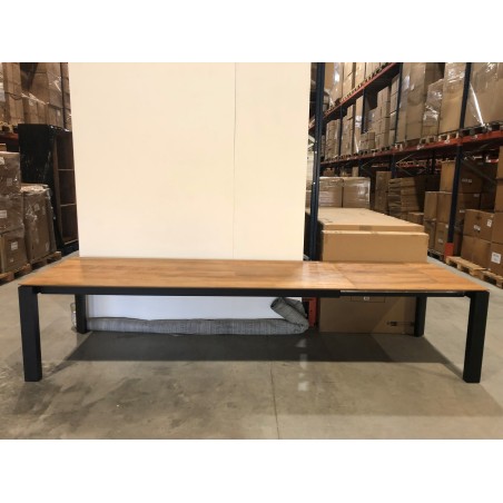 Table à manger ext. 250/350x100cm teck recyclé pieds métal - Seconde Main