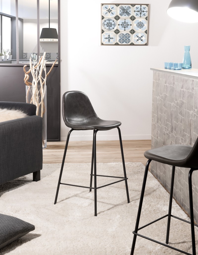 TOM - Set of 2 Anthracite Bar Stools