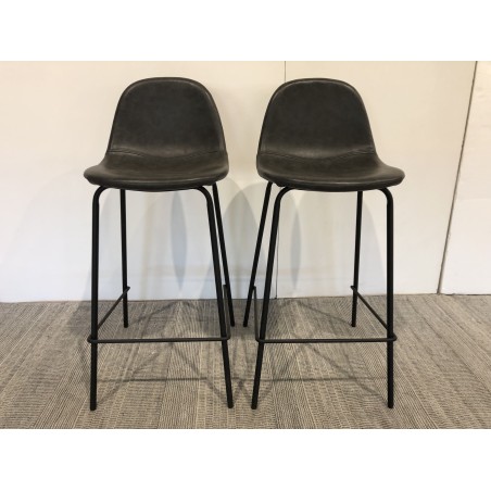 TOM - Set of 2 Anthracite Bar Stools