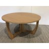 Round coffee table D80 with decorative finish and natural oak openwork base - Second Hand