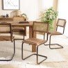 Lot de 2 chaises cuir dossier bois de manguier / rotin - Seconde main