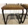 MARCEL Set of 2 Mango Wood Chairs with Padded Leather Seat and Retro Legs