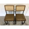 2 chaises cuir dossier bois de manguier / rotin - Seconde main