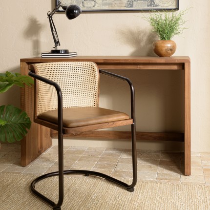 Lot de 2 fauteuils Marcel en manguier et cuir | Seconde Main