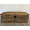 SECOND HAND - Brown storage chest, recycled pine with black metal handles