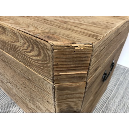 SECOND HAND - Brown storage chest, recycled pine with black metal handles