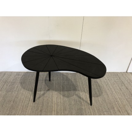 SECONDE MAIN - Table d’appoint ovoïde plateau texturé noir mat pieds fer noir