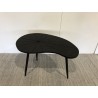 SECOND HAND - Ovoid side table with textured black matt top and black iron legs
