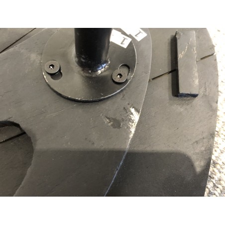 SECOND HAND - Ovoid side table with textured black matt top and black iron legs