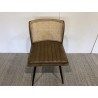 Chaise manguier assise matelassée cuir dossier rotin - SECONDE MAIN