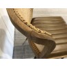 MARCEL Set of 2 Mango Wood Chairs - Padded Leather Seat & Rattan Backrest