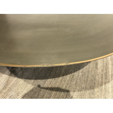 Table basse ronde 120x120cm en fer noir et bordure dorée | SECONDE MAIN