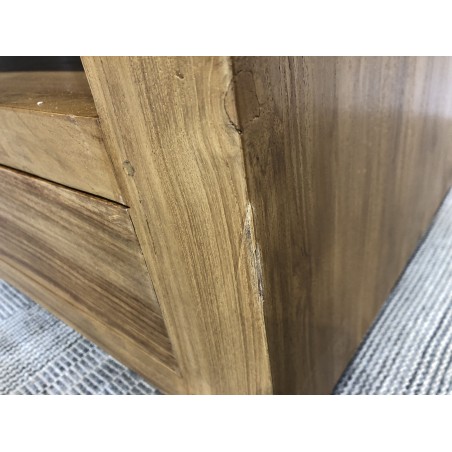 Brown TV cabinet with 3 teak wood drawers | Second-hand