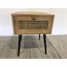 CHARLIE Brown Bedside Table with Cane Effect Drawer