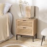 Bedside table – 2 drawers, natural rattan – Second-hand