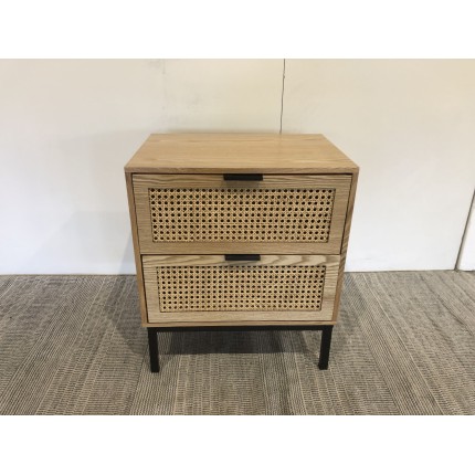 Bedside table – 2 drawers, natural rattan – Second-hand