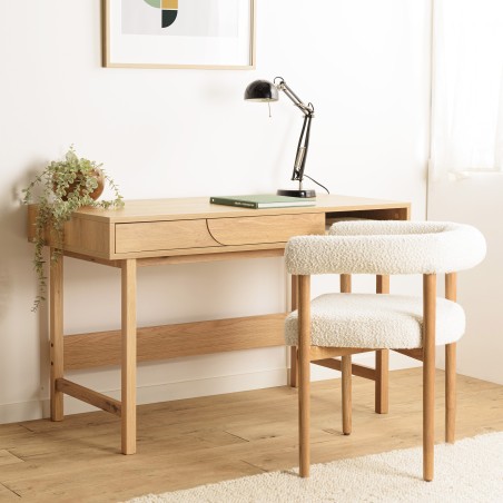 Bureau couleur naturelle 1 tiroir décor motif arrondi 1 niche - Seconde Main