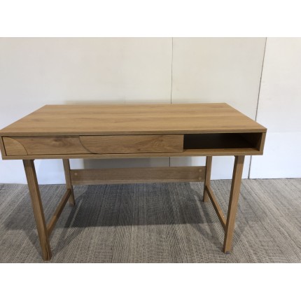 Natural colour desk with 1 drawer, rounded pattern decoration and 1 niche - ETHAN