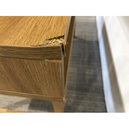 Natural colour desk with 1 drawer, rounded pattern decoration and 1 niche - ETHAN