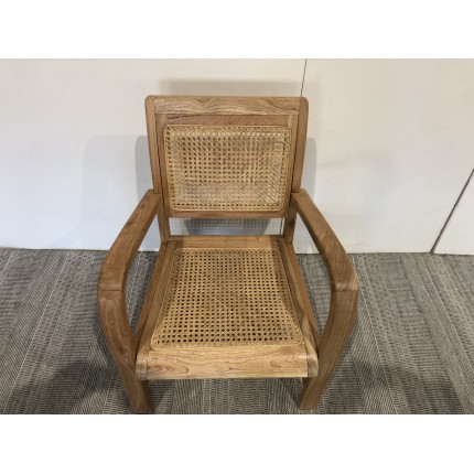 SECONDE MAIN - Fauteuil marron clair Mindi et cannage