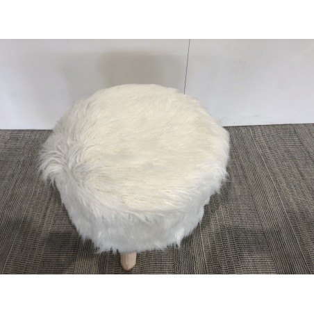 Tabouret rond en peau de mouton 40x40cm - Seconde Main