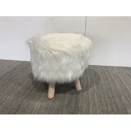 Tabouret rond en peau de mouton 40x40cm - Seconde Main