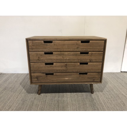 Commode bois marron 4 tiroirs | SECONDE MAIN