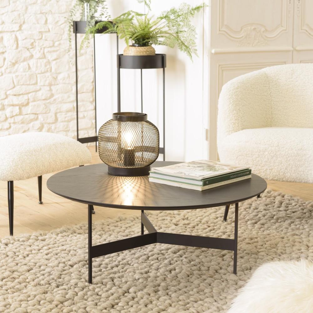 Table basse noire 78x78cm piètement métal| Seconde Main