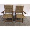 SECONDE MAIN - Lot de 2 fauteuils pliants acacia huilé et rotin synthétique