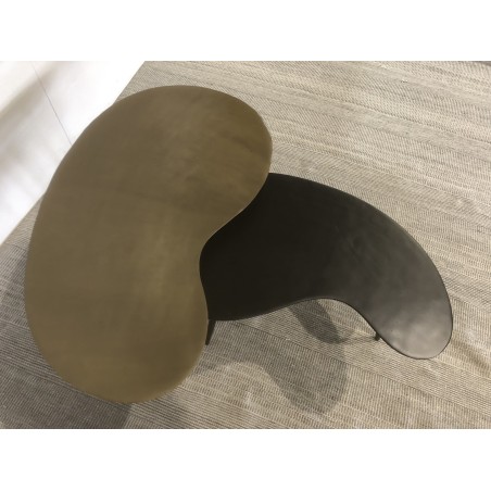 SECOND-HAND - Set of 2 oval coffee tables in matt black and gold aluminium