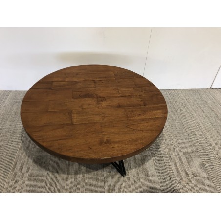 Table basse ronde SIXTINE 75x75cm teck recyclé - Seconde Main