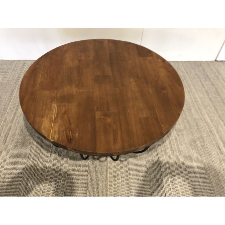 Round coffee table made from recycled teak - Second-hand