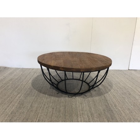 Table basse ronde en teck recyclé - Seconde Main