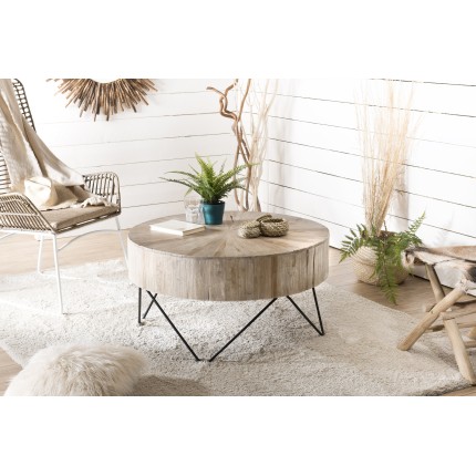 CLARA Round Coffee Table 90x90cm - Natural Teak Wood