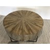SECONDE MAIN - Table basse ronde 90x90cm bois Teck naturel pieds épingles scandi métal noir