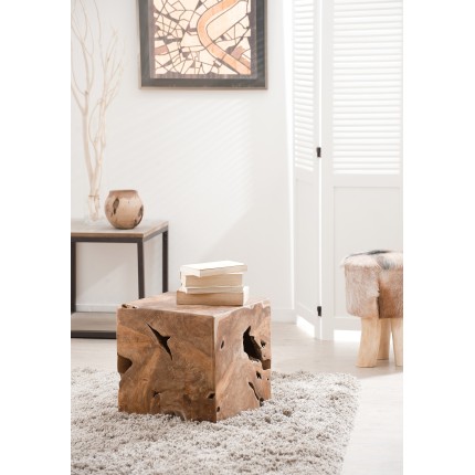 WALLY - Natural Teak Wood Cube | Handcrafted Indonesian Decor