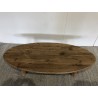 Table basse ovale en bois de pin recyclé - Seconde Main