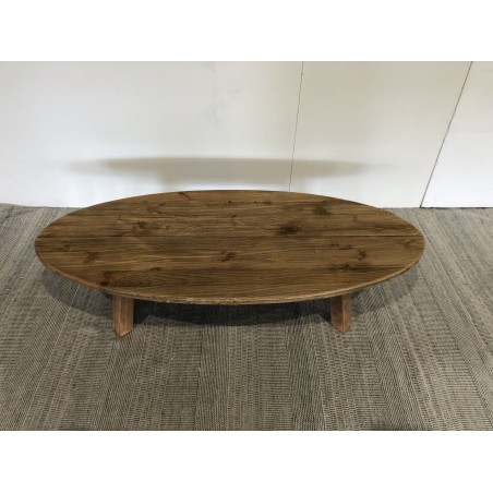SANDY Oval Coffee Table in Brown Recycled Pine