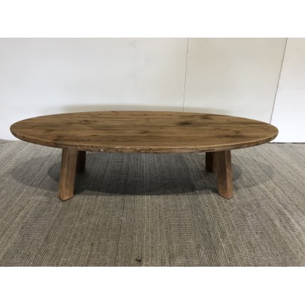 Table basse ovale en bois de pin recyclé - Seconde Main