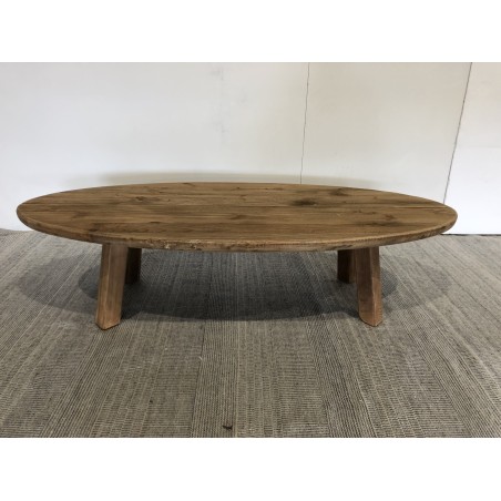 SANDY Oval Coffee Table in Brown Recycled Pine