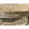 Table basse en bois 80.5cm avec tablette en rotin | Seconde Main
