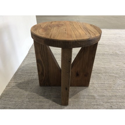 Tabouret rond 40x40cm bois Pin recyclé SANDY