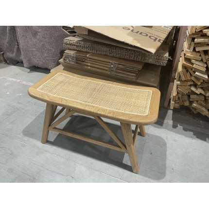 1-seater bench in wood and rattan | Second Hand