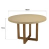 Table à manger ronde 120x120cm béton beige pieds croisés en teck - Seconde Main