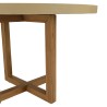 Table à manger ronde 120x120cm béton beige pieds croisés en teck - Seconde Main