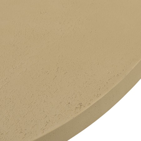 Table à manger ronde 120x120cm béton beige pieds croisés en teck - Seconde Main