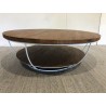 Double-tier coffee table, 100x100cm, recycled teak and white metal | SECOND-HAND