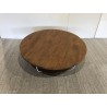 Double-tier coffee table, 100x100cm, recycled teak and white metal | SECOND-HAND