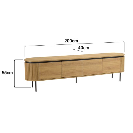 2m rounded TV stand - Macabane Furniture