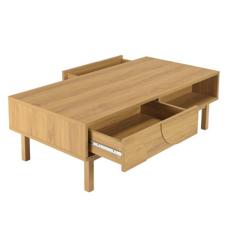 Coffee table with 2 drawers and 2 open compartments - Macabane Furniture